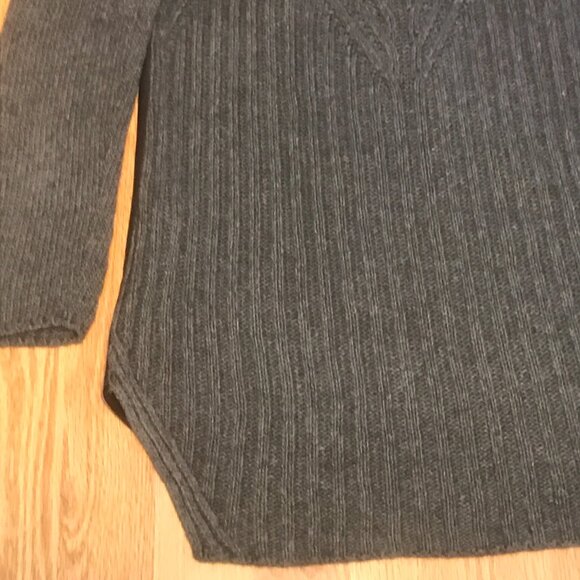 ZARA Mixed Media Faux Leather Knit Crochet Long Tunic Sweater Black Gray Medium - Picture 8 of 11